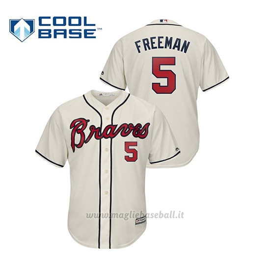 Maglia Baseball Uomo Atlanta Braves Freddie Freeman Cool Base Majestic Crema